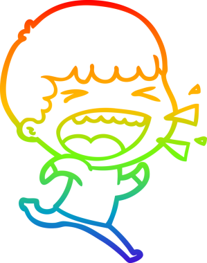 Gökkuşağının gradyan çizimi bir insan tarafından çizilmiş gülen bir adamın çizimi.