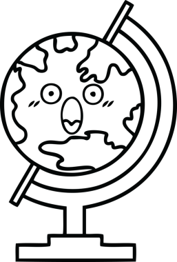 Bir insan tarafından çizilmiş dünyanın karikatürü.