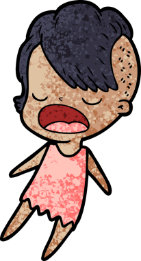 Bir insan tarafından çizilmiş havalı hippi kız çizgi filmi.