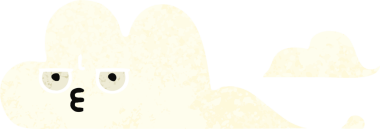 Bir insan tarafından çizilmiş beyaz bir bulutun retro çizim tarzı karikatürü