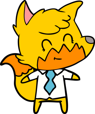 Bir insan tarafından çizilmiş tilki çizgi film karakteri