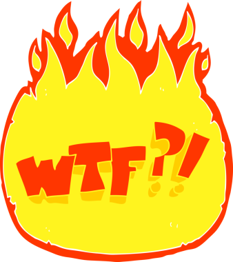 WTF sembolünün bir insan tarafından çizilmiş düz renk çizimi