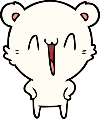 Bir insan tarafından çizilmiş mutlu kutup ayısı karikatürü