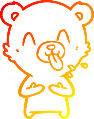 Bir insanın çizdiği dilden çıkan kaba bir kutup ayısının sıcak çizgi çizimi.