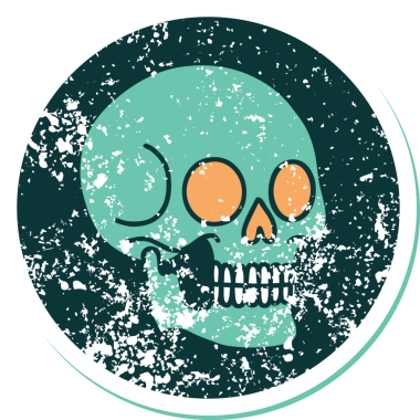 Bir insan tarafından çizilmiş bir kafatasının sembolik dövmeli görüntüsü.