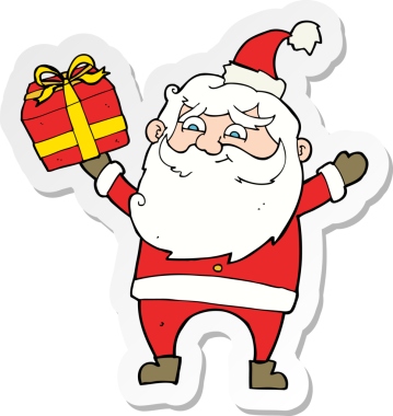 Bir insan tarafından çizilmiş Mutlu Noel Baba çizgi filminin çıkartması.