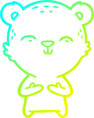 Bir insan tarafından çizilen mutlu çizgi film ayısının soğuk gradyan çizgisi.