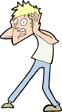 Bir insan tarafından çizilen panikleyen karikatür adamı.