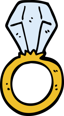 Bir insan tarafından çizilmiş el çizimi çizgi film nişan yüzüğü.