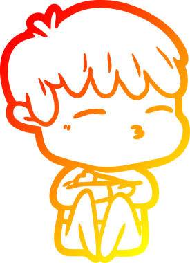 Bir insan tarafından çizilmiş, çizgi film karakteri meraklı bir çocuk çizimi.