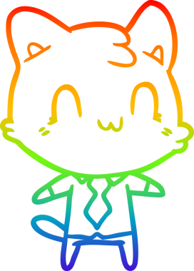 gökkuşağı gradyan çizgi çizimi Bir insan tarafından çizilmiş mutlu kedi