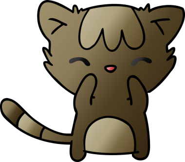 Bir insan tarafından çizilmiş sevimli kawaii kedisinin serbest çizim çizimi