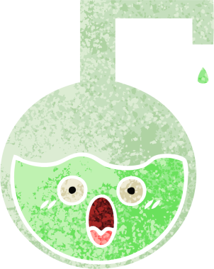 Bir insan tarafından çizilmiş bilimsel bir deneyin retro çizim tarzı karikatürü