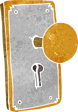 Bir insan tarafından çizilmiş karikatür kapı kolu.