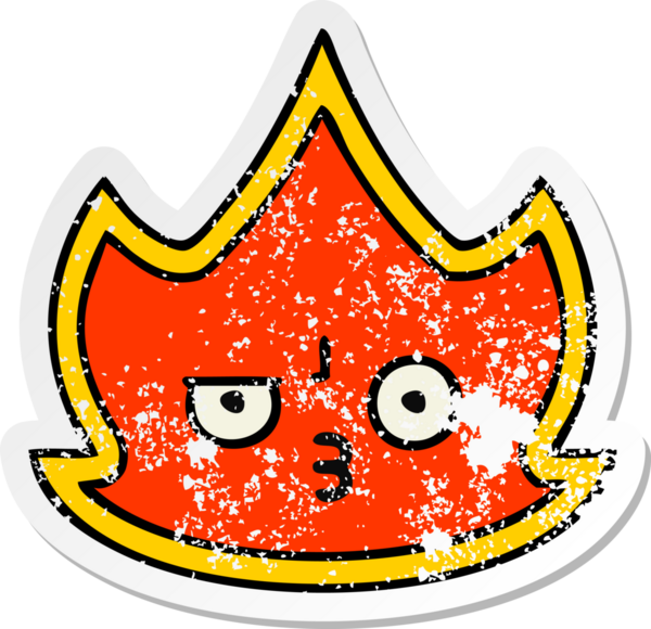 Bir insan tarafından çizilmiş şirin bir çizgi film yangınının sıkıntılı çıkartması.