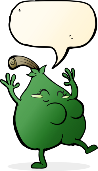 Bir insan tarafından çizilmiş güzel bir armut karikatürü.