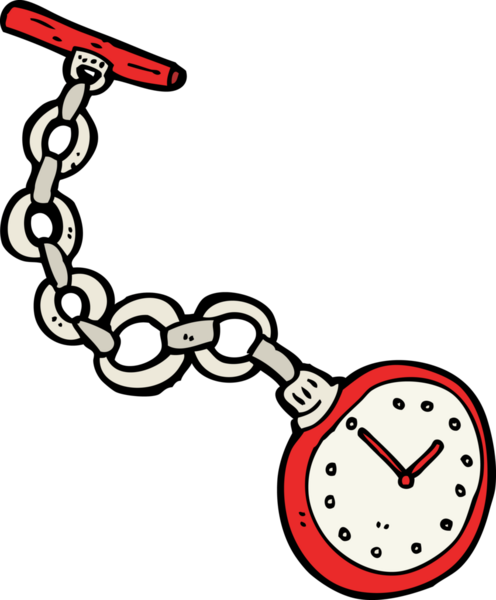 Bir insan tarafından çizilmiş eski bir cep saati.