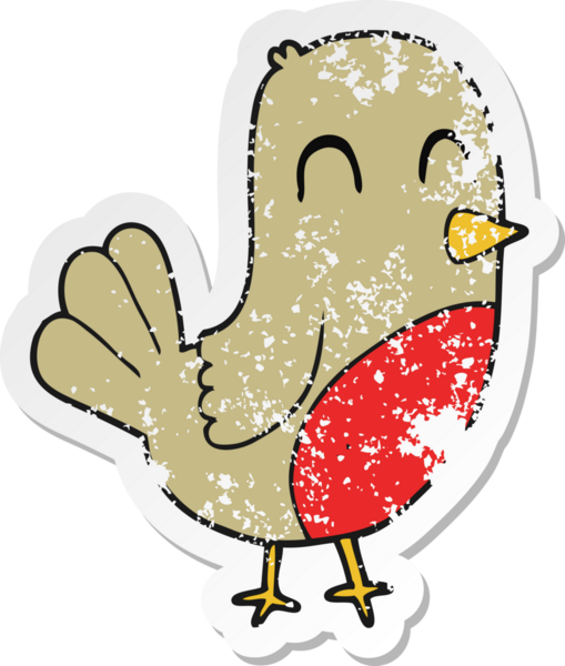 Bir insan tarafından çizilmiş robin çizgi filminin gerilimli yapıştırması.