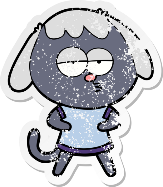 Bir insan tarafından çizilmiş sıkıntılı bir çizgi film çıkartması.