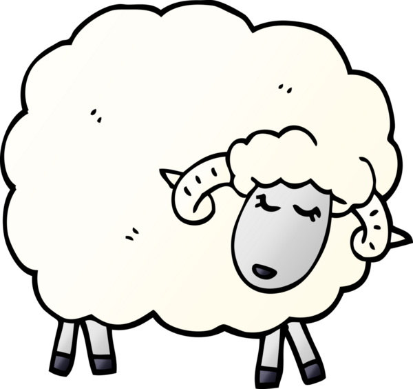 Bir insan tarafından çizilmiş boynuzlu karalama koyunu.