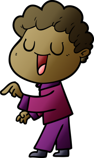 Bir insan tarafından çizilmiş gülen karikatür adam.