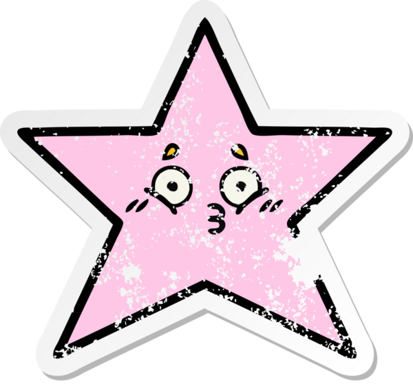 Bir insan tarafından çizilmiş sevimli bir yıldız balığının sıkıntılı çıkartması.