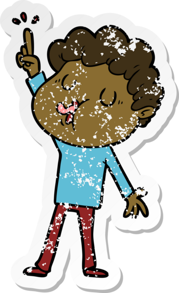 Bir insan tarafından çizilmiş bir çizgi film karakterinin sıkıntılı çıkartması.