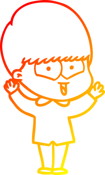 Bir insan tarafından çizilen mutlu bir çocuğun sıcak çizgi çizimi.