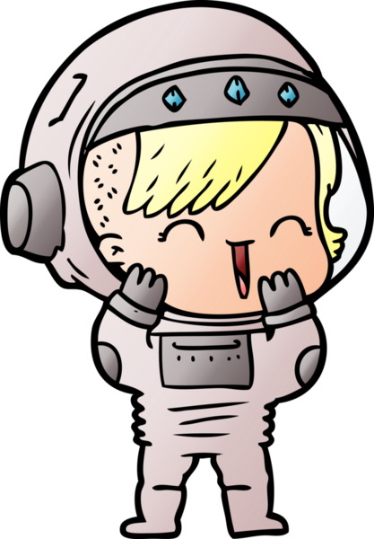 Bir insan tarafından çizilmiş gülen astronot kız.