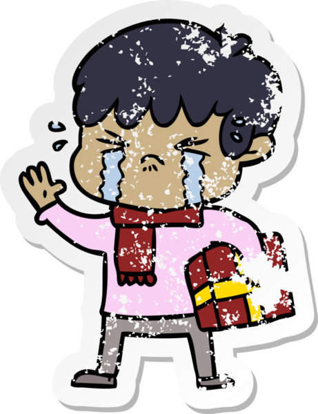 Bir insan tarafından çizilmiş ağlayan bir çocuk karikatürü.