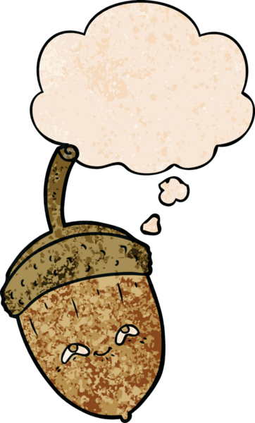 Düşünce baloncuklu çizgi film meşe palamudu bir insan tarafından çizilmiş grunge desen tarzı