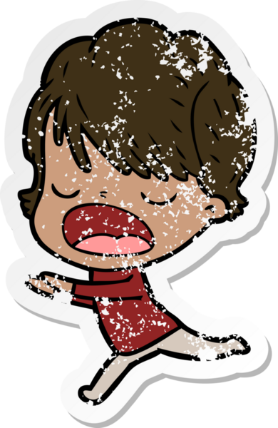 Bir insan tarafından çizilmiş karikatür kadının sıkıntılı çıkartması.