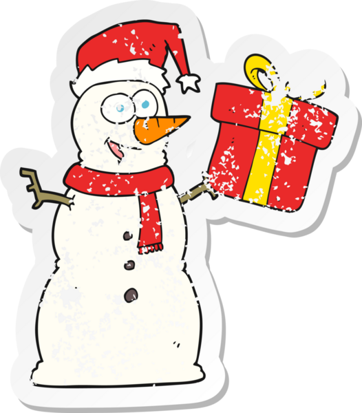 Bir insan tarafından çizilmiş kardan adamın gerilmiş çıkartması.