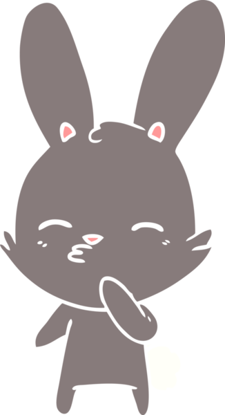 Bir insan tarafından çizilmiş tuhaf düz renkli tavşan.