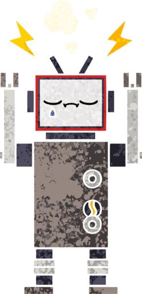 Bir insan tarafından çizilmiş bir robotun retro çizim tarzı karikatürü