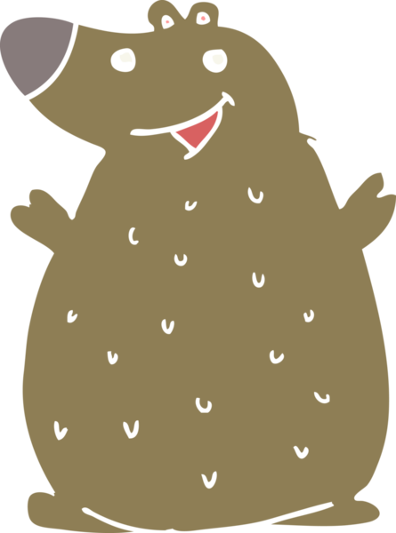 Bir insan tarafından çizilmiş düz renkli çizgi film mutlu ayı.