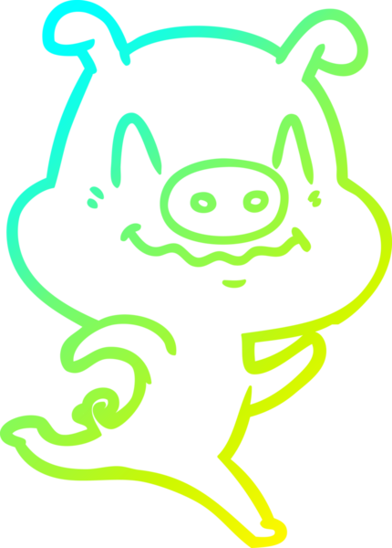 Bir insan tarafından çizilmiş bir domuz çizgi filminin soğuk gradyanı.