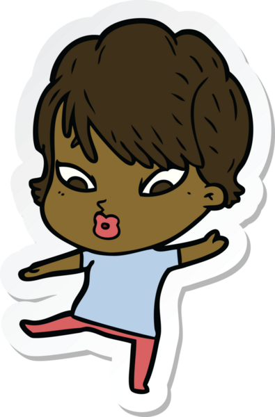 Bir insan tarafından çizilmiş bir karikatür kadının çıkartması.