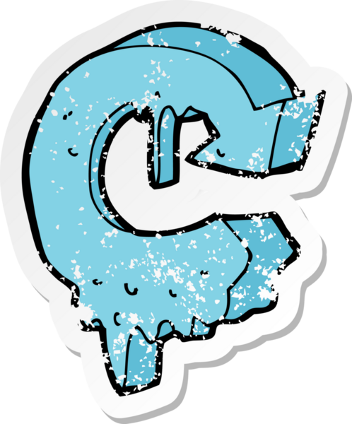 Bir insan tarafından çizilmiş erimiş ok sembolünün gerilemiş yapıştırması.