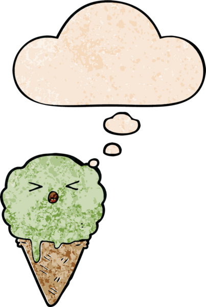 Bir insan tarafından çizilmiş grunge desenli düşünce baloncuklu çizgi film dondurması.