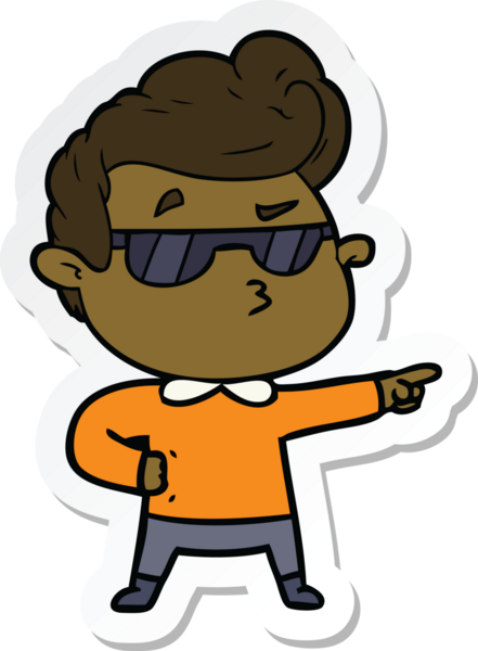 Bir insan tarafından çizilmiş havalı bir adamın çıkartması.