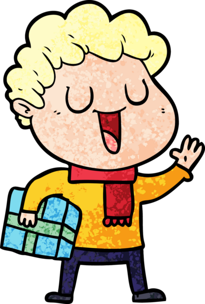 Bir insan tarafından çizilmiş, gülen karikatür adamı.