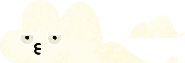 Bir insan tarafından çizilmiş beyaz bir bulutun retro çizim tarzı karikatürü