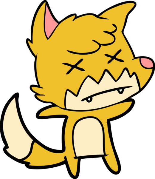 Bir insan tarafından çizilmiş ölü tilki çizgi filmi