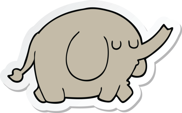 Bir insan tarafından çizilmiş bir filin çıkartması.