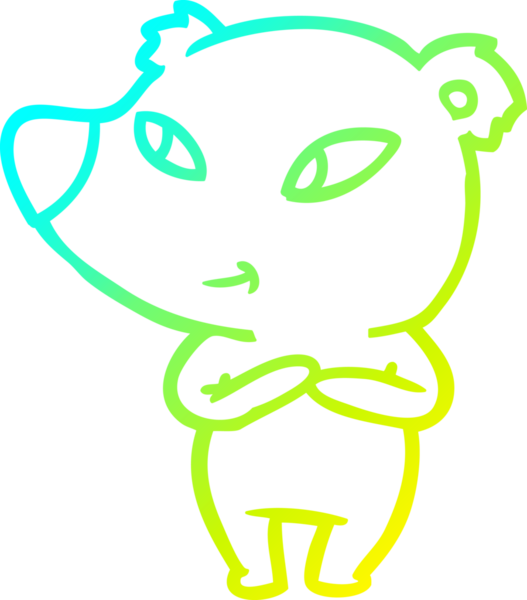 Bir insan tarafından çizilmiş şirin bir çizgi film ayısının soğuk gradyan çizgisi.