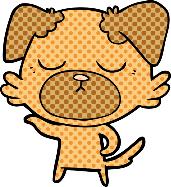 Bir insan tarafından çizilmiş şirin bir çizgi film köpeği.