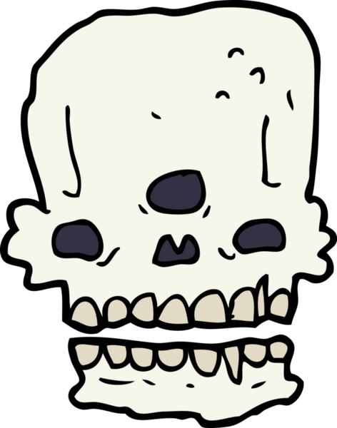 Bir insan tarafından çizilmiş ürkütücü bir kafatası.