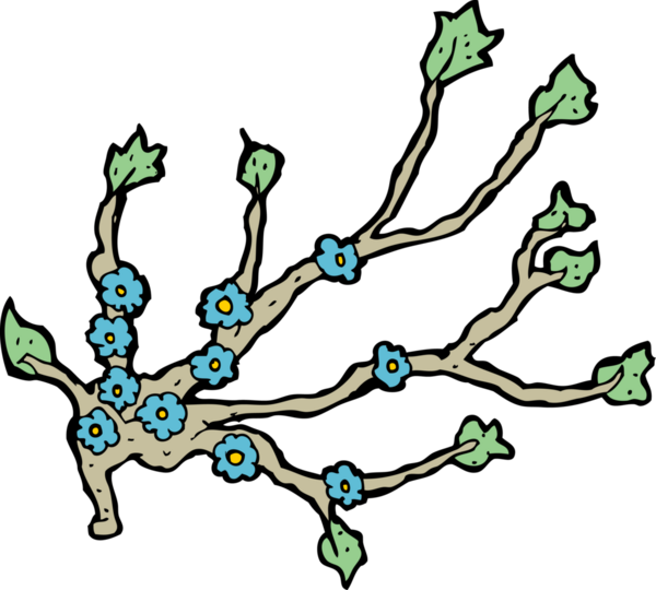 Bir insan tarafından çizilmiş karikatür çiçek dalı