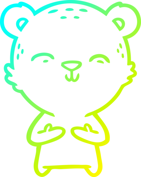 Bir insan tarafından çizilen mutlu çizgi film ayısının soğuk gradyan çizgisi.